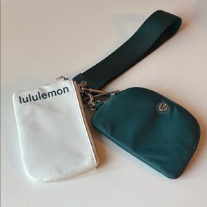 lululemon athletica White and Teal Wristlet Key Pouch Set